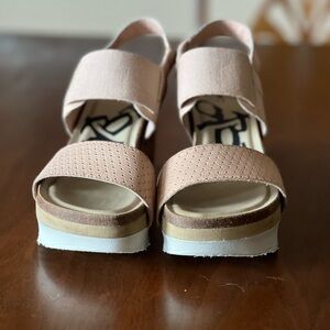 Otbt wedge sandals, size 7, pink